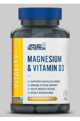 Applied Nutrition Magnesium & Vitamin D3 60 kaps.