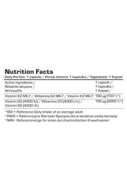 7 Nutrition Vitamin D3 4000 K2 Forte 120 kaps.
